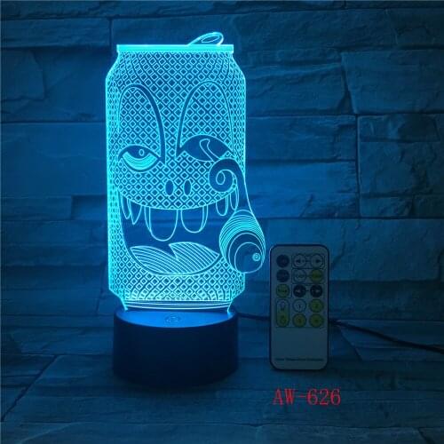 USB Acrylic Colorful Smoke Coke Expression Cartoon Night Light Bedroom Office LED Table Lamp Child Christmas Gift AW-626