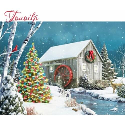 Diamant peinture paysage hiver Lodge plein forage mosaïque diamant point de croix Kit diamant broderie paysage neige Art