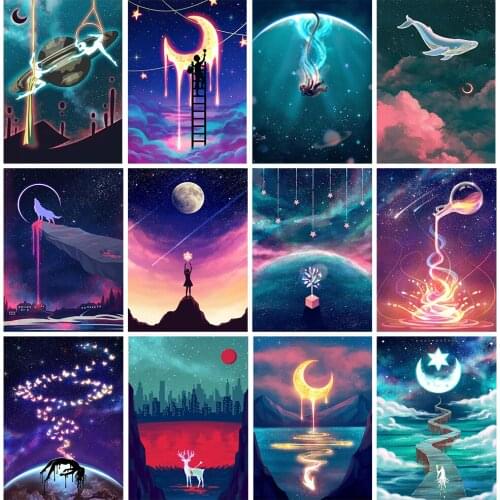 Diamond Painting 5D DIY Rhinestone Cartoon Fantasy Moon Exquisite Mosaic Cross Stitch Decorative Painting Can Be Customized