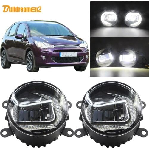 Buildreamen2 Car LED Projector Fog Light + Daytime Running Light DRL White H11 Socket 12V For Citroen C3 FC_ Hatchback 2005-2010