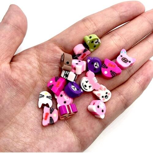 50pcs/lot 10mm Animal Clay Spacer Beads Smile Beads For Jewelry Making DIY Necklace Bracelet Earring Jewelry Findings Wholesale