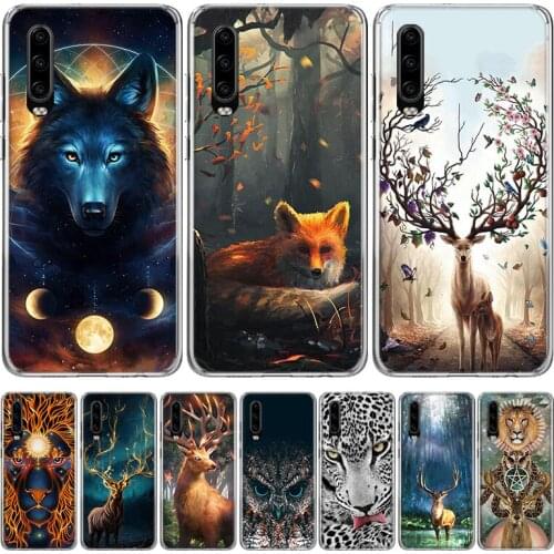 Animal deer lion Art Phone Case for Huawei P30 P40 P20 P10 Mate 20 10 30 Lite Pro P Smart Z Plus + Art Luxury Cover Coque