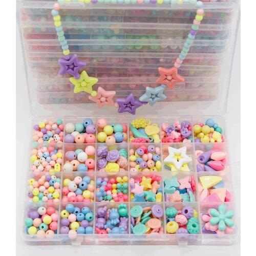 Kids Handmade DIY Beaded Toy For Girl Wear Beads With Accessory Set Creative 24 Grid Children Handicraft Jewelry Making Toys