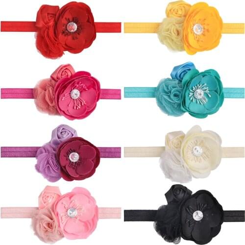 XIMA 8pcs/lot Kids Headbands Rose Flower Shabby Headbands Cute Headbands Hair Accessories