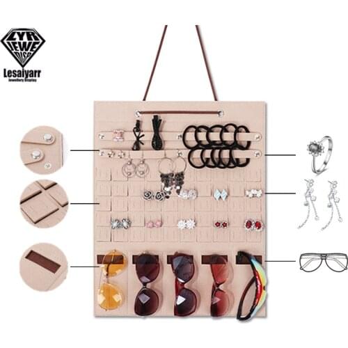 Home Organizer Felt Pocket Wall Keys Sunglasses Storage Bag Holder Jewelry Earrings Hanging Multi Pouches Display Stand