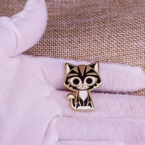 Black cat enamel pin cute cartoon animal brooch kids gift