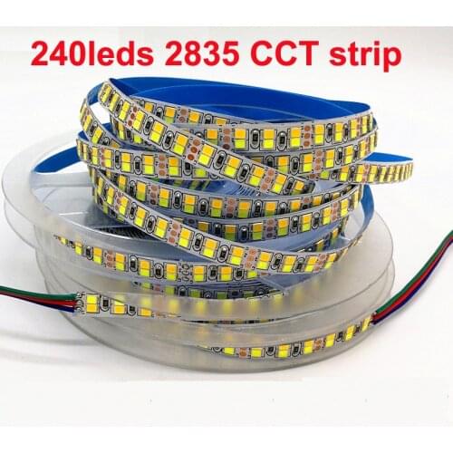 5M 2835 CW/WW Dual White Color Temperature Adjustable CCT 12V Double Color LED Flexible Strip 240leds/m Tape Light