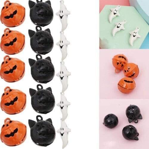 Halloween Ghost Bell Pumpkin Cartoon Little Bell Holiday Jewelry Making Earring Charms In jewelry Making Ornaments
