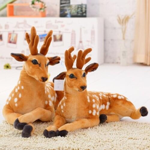 30-75cm Lifelike Lying Sika Deer Plush Toys Stuffed Soft Wild Animals Simulation Cute Deer Doll Children Kids Birthday Gifts