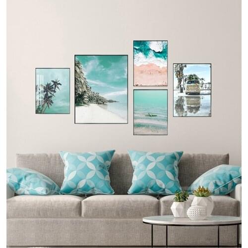 Canvas Painting Wall Pictures For Living Room Decor Sea Beach Girl Coconut Tree Nordic Canvas Posters And Prints Wall Art Print