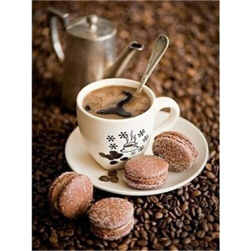 Coffee Cup Flowers Kitchen DIY Cross Stitch 11CT Embroidery Kits Needlework Craft Set Printed Canvas Cotton Thread Sale