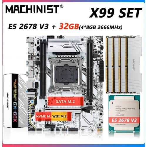 X99 desktop motherboard LGA 2011-3 set kit with xeon E5 2678 V3 processor and 32G(4*8G) DDR4 RAM memory mainboard X99-K9