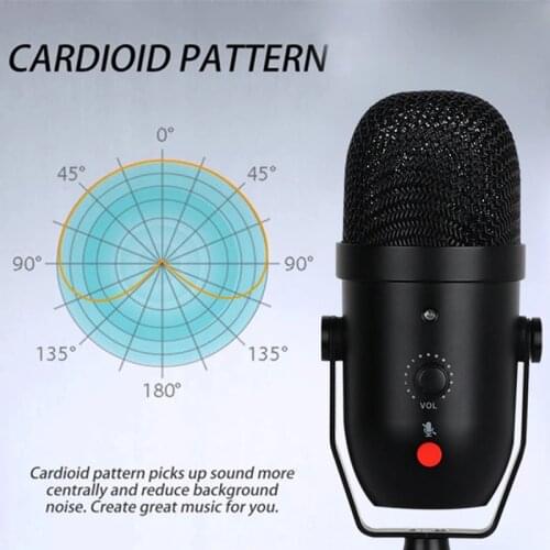 USB Microphone Condenser Microphone One Key Mute Desktop Mic for PC Laptop Gaming TIKTOK Youtube