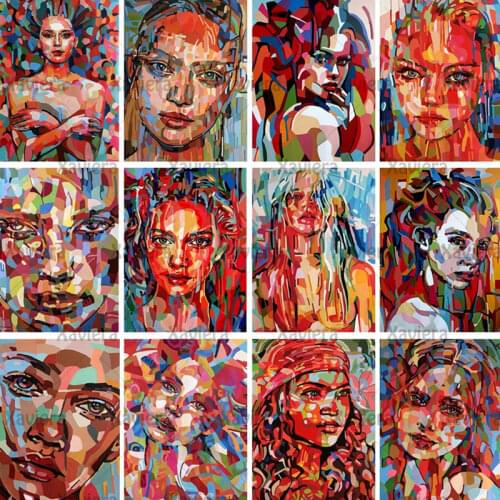 Color Paint Abstract Picture Nordic Modern Woman Portrait Canvas Painting Girl Bedroom Art Posters Home Decoration Living Room