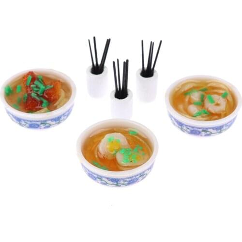 1Pc/1Set Bowl Toys Decor Accessories Miniature Dollhouse Accessories Cuisine Noodle Doll Kitchen Pretend Food Mini Food Ornament