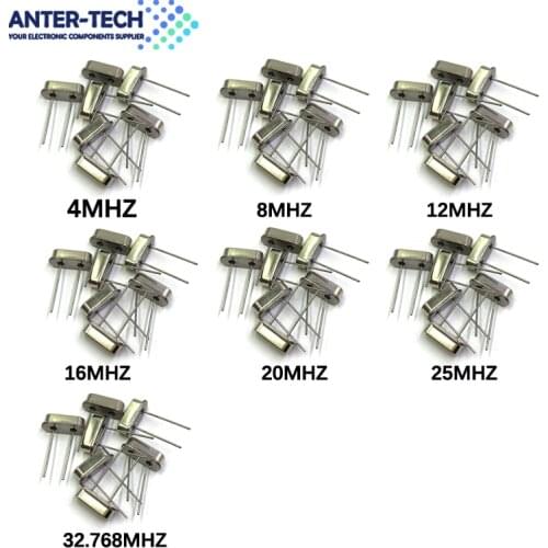 Hc-49s Crystal Oscillator Electronic Kit Resonator Ceramic Quartz Resonator Hc-49 Dip 7 Kinds X 5pcs 32.768k 4 8 12 16 20 25 Mhz