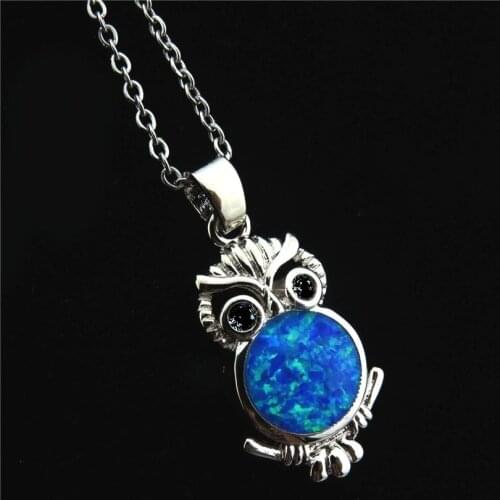 HOT SELL New Style Exquisite Cute Owl Pendant Beautiful Lady Blue Necklace Women Wedding Party Jewelry Gifts