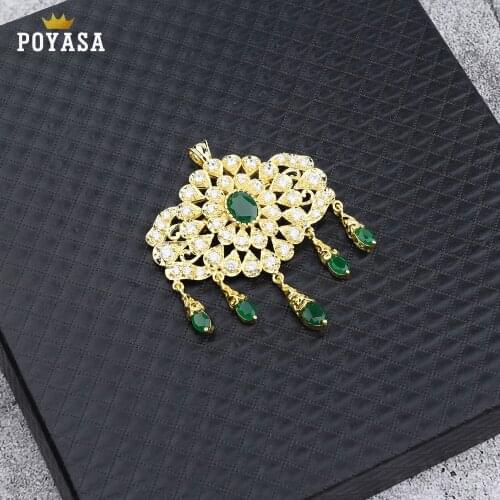 Colorful Crystal Brooches for Women Men Wedding Bridal Party Water Drop Golden Brooch Pin Jewelry Pendent