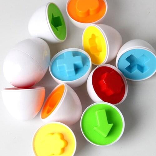 6 pcs/set Learning Educational toys 3D Mixed Shape Wise Pretend Egg Puzzle Baby Kids learning Tool Toys For Children