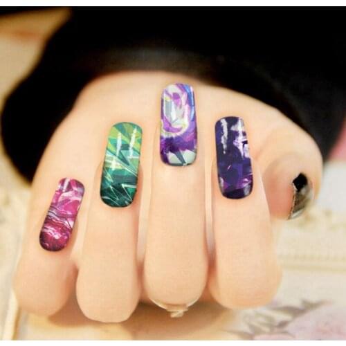 Wholesale Broken Glass Galaxy Shiny Glitter Aurora Iridescent Glaze Magic Shell Nail Sticker Candy Sky Irregular nail Foil Decal