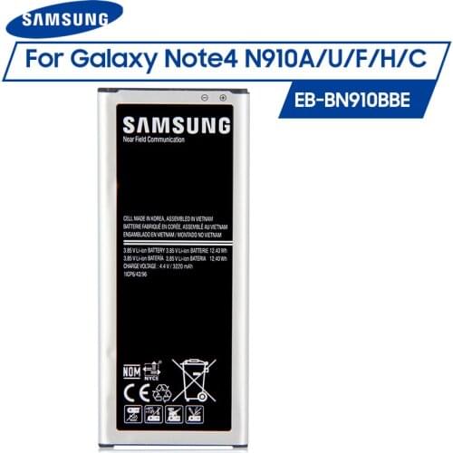 Original Samsung Battery EB-BN910BBE BN910BBU For Samsung GALAXY NOTE4 battery N910a N910u N910F N910H N910V N910C 3220mAh