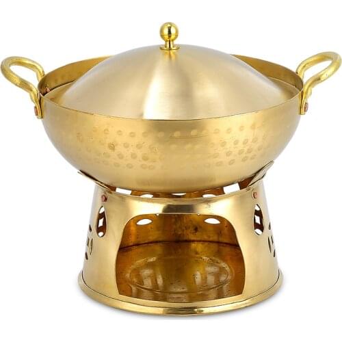 Uncoated thick pure copper hot pot copper thickened handle copper hot pot bowl heats evenly