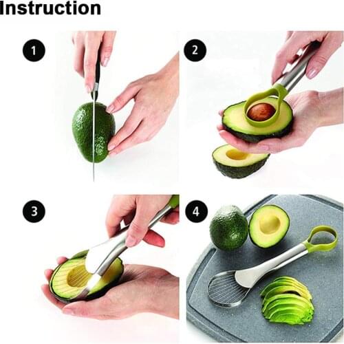 Stainless Steel Core Digging and Cutting Avocado Device Avocado Pitting Separation Knife Household Fruit Cutting Gadget
