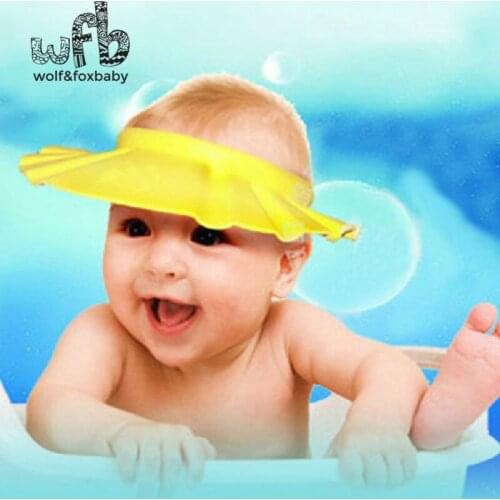 Retail Adjustable Shower caps protect Shampoo for baby health Bathing bath waterproof kid children Wash Hair Shield Hat