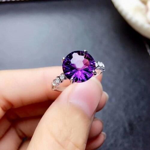Shilovem 925 sterling silver piezoelectric amethyst Rings fine Jewelry women plant trendy party open classic new mj121401agz