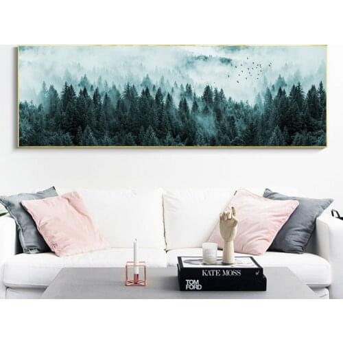 Nordic Decoration Forest Lanscape Wall Art Canvas Poster and Print Canvas Painting Decorative Picture for Living Room Home Decor