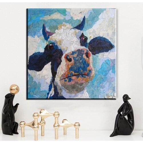 Nordic Print Canvas Cow Animal Canvas Prints Poster for Home Bedroom Decoration Cattle Animal Scandinavian Home Decor Cuadros