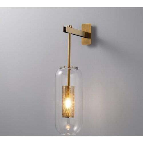 Modern Glass Bedside Wall Lamps Fixture Nordic Sconce Lighting Luminaire Golden Living Room Hallway Staires Lights Home Decor