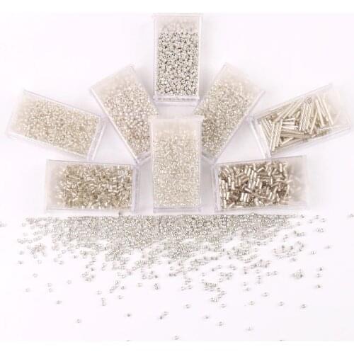1 Box Silver Color Glass Seed Beads Multi Size Czech Spacer Delica Bead Twist Bugles For DIY Bracelet Necklace Garments Material