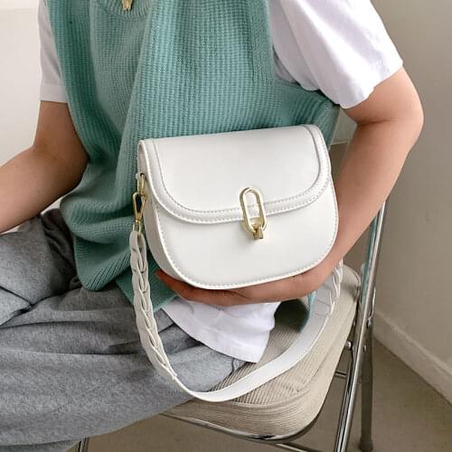 Saddle Crossbody Bags for Women 2021 Luxury Brand Travel Handbags Braided Shoulder Strap Design Small Pu Leather Shoulder
