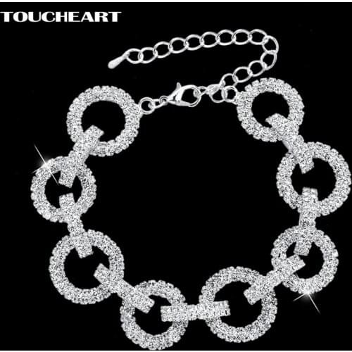 TOUCHEART 2018 Wedding Bracelets & Bangles With Stones Romantic Round Crystal Bracelets For Women Silver color Jewelry SBR140628