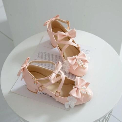 Sweet Girls Ladies Kawaii Tea Party Japanese Cute Anime Lolita Shoes Women Cosplay Jk Uniform Bow Feminine Princess Loli Shoes
