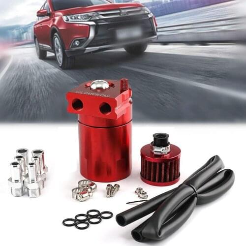 Universal Car Oil Catch Can Kit Baffled Reservoir Fuel Tank with Air Filter Tank Aluminum 300ml Can