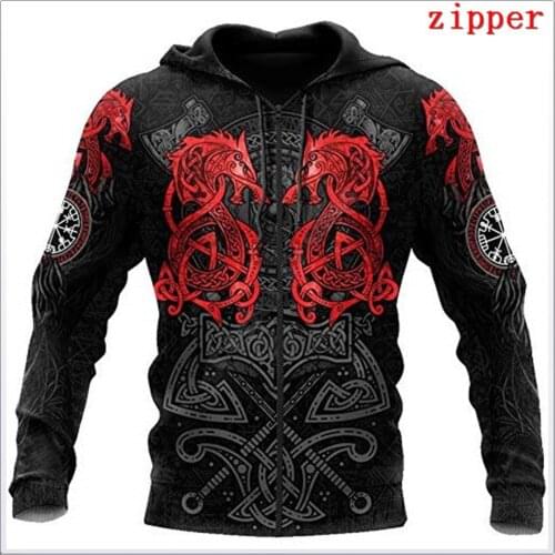 Viking Tattoo 3D Hoodies Printed Harajuku Coat Jacket Men For Women Fashion Zipper hoodies Drop Shipping 11