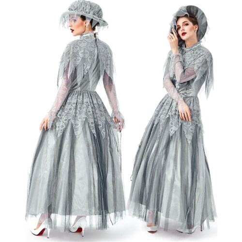 Victoria Noble Women Vampire Bride Skeleton Scary Costume Halloween Dress Gothic Style Vintage Medieval Fancy Carnival Party