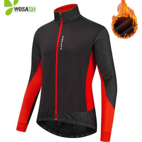 WOSAWE Winter Bike Wear Cycling Jackets Windstopper Soft Shell Coat Windproof Partly Rainproof Bicycle Sports Mens Windbreakers