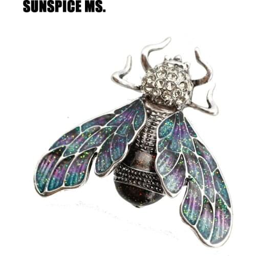 Vivid Women Glowworm Brooch Sequins Wing Insect Brooches Antique Silver Color Enamel Animal Jewelry Gift Kids Women Scarf Pin