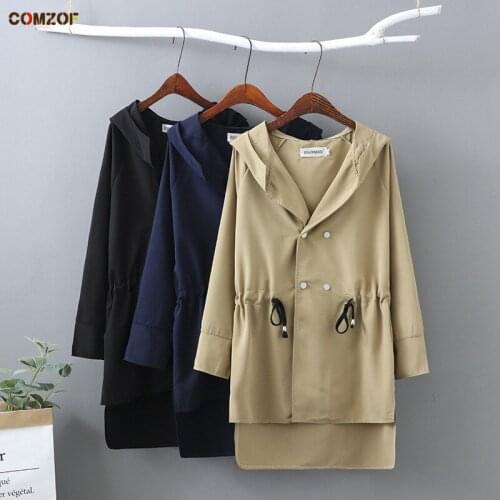 Plus Size Women Long Coats 2021 Spring Drawstring Loose Windbreaker Casual Trench Femme Tops Clothing Lady Gabardina Mujer 6XL