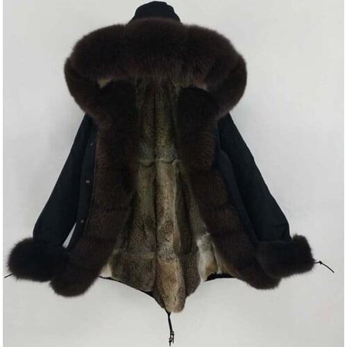 2021 Winter Jacket Luxurious real fur coat New Fashion Woman Real rabbit fur lining Parka Large warm fox fur Hooded Coat Outwear