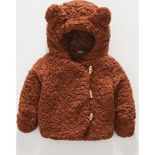 Winter Warmly Add Wool Jacket New Clothing for Baby Girls Boys Coat Solid Hooded Jacket Autumn Kid Outerwear Children Clothes