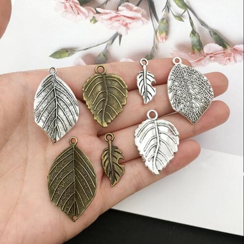 10Pcs Leaves Charms Pendants DIY Jewelry Making Alloy Findings Accessory For Necklaces Earrings