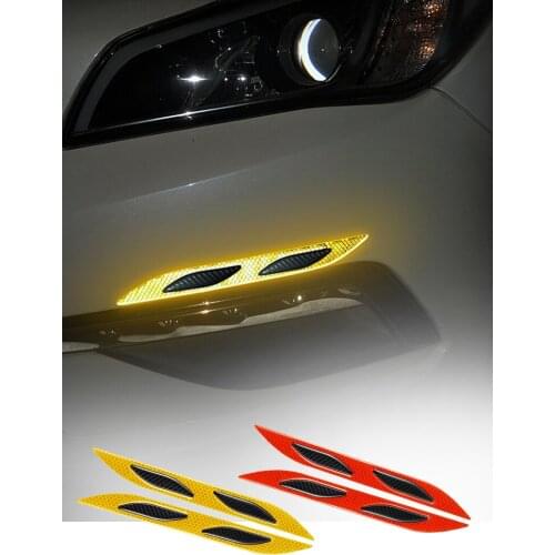 2 Pcs/set 28x3cm Car Bumper Protector Trim Strips Carbon Fiber Reflective Sticker Auto Motorcycle Warning Tape Anti-scratch Bar