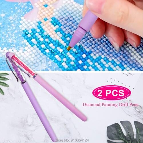 2 Pieces Plastic Point Drill Pen Diamond Painting Crystal Cross Stitch Embroidery DIY Arts Pens Sewing Accessories