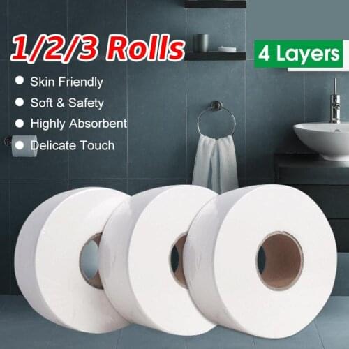 3 Rolls 4-Layer Household Skin Friendly Thicken Roll Paper Large-Volume Toilet Tissue Roll Native Wood Pulp Soft Toilet Paper