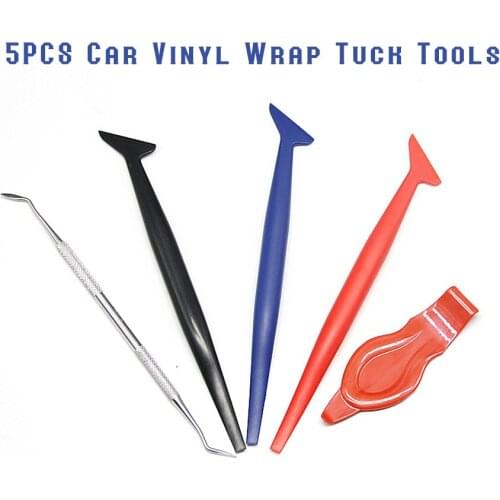 5PCS Car Vinyl Wrap Tuck Tools Gasket Micro Squeegee Car Stickers Corner Decorate Scraper for Window Tint Application