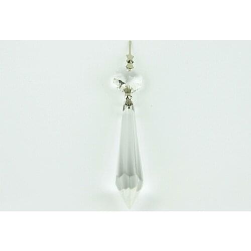 60mm Clear Crystal Glass Icicle Prism Lamp Pendant With Octagon Beads Chandelier Pendants Lamp Parts On Sale